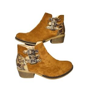 Womens Sixth Sens Paris Faux Snake Skin Vegan Leather Size 38 US 8 Brown